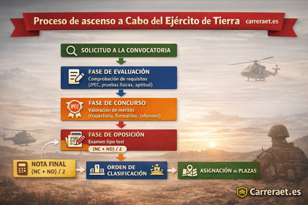 Proceso de ascenso a cabo del Ejército de Tierra evaluación concurso oposicion