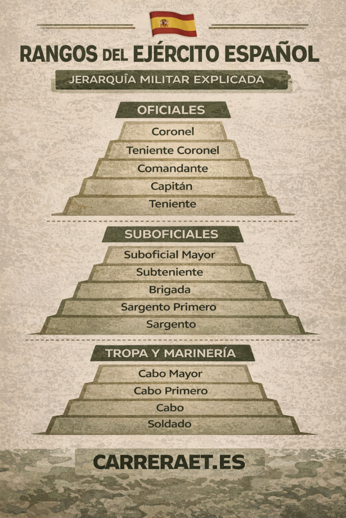 Rangos militares del Ejército español infografía