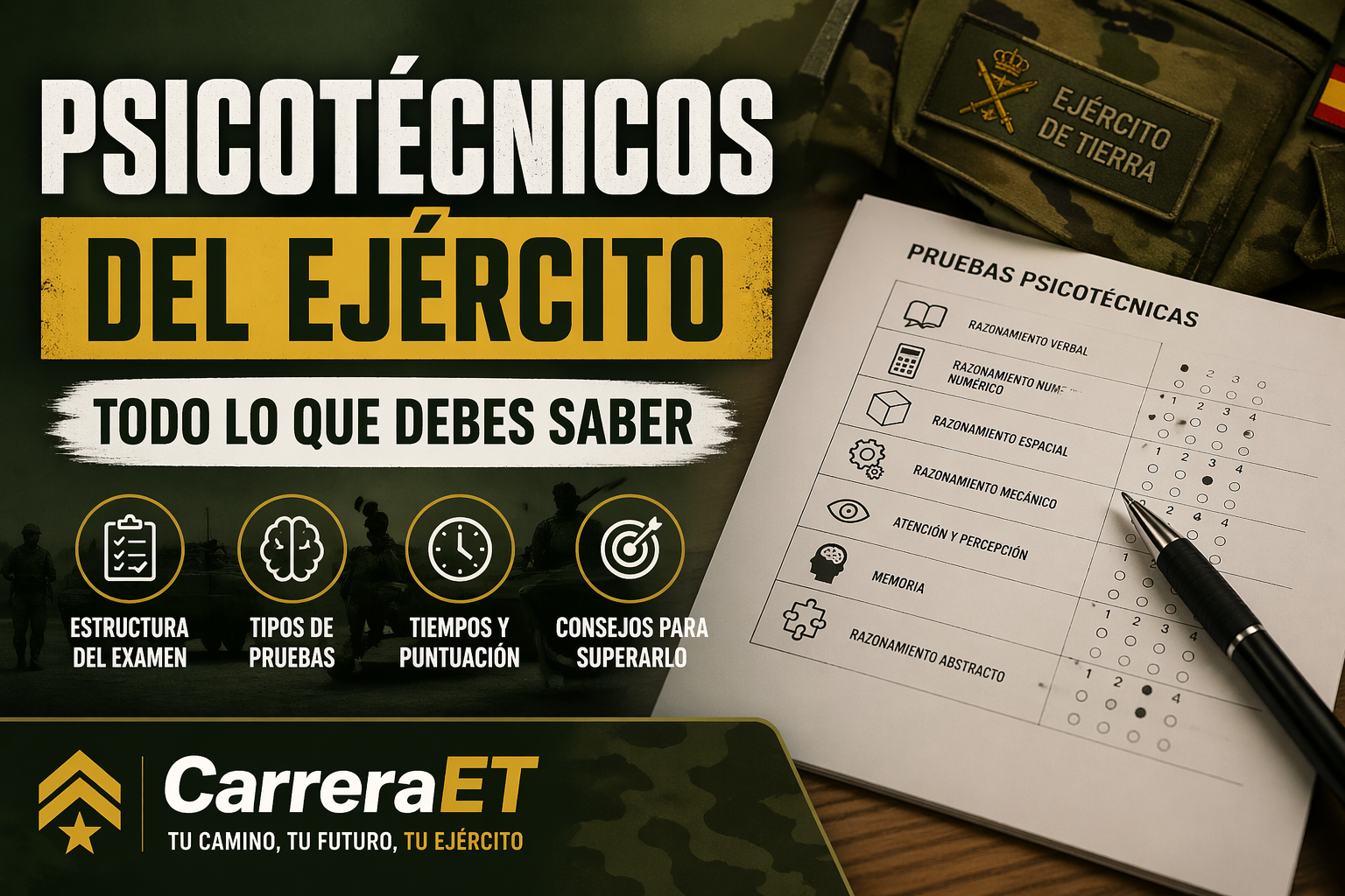 Psicotécnicos del Ejército español: tipos de pruebas, preguntas y cómo prepararlos